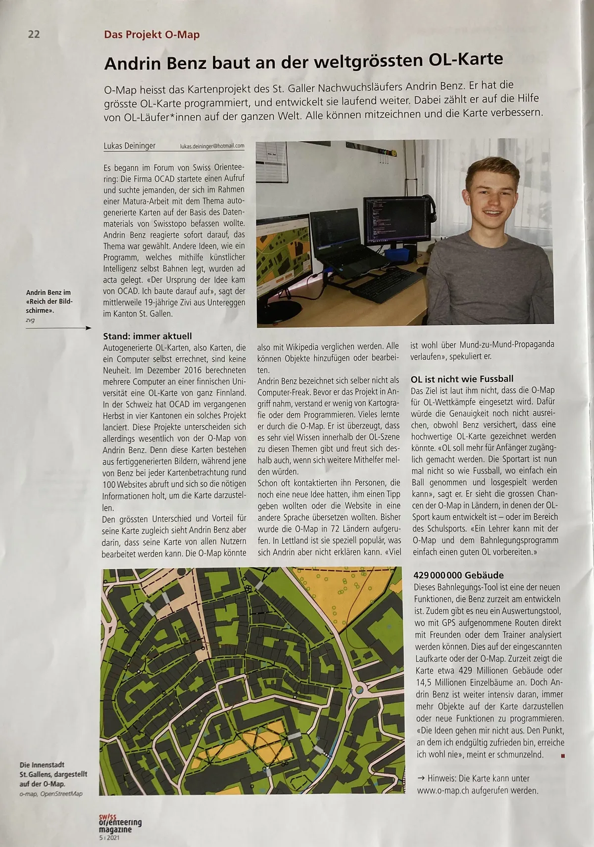 SwissOrienteering Magazine article about the O-Map